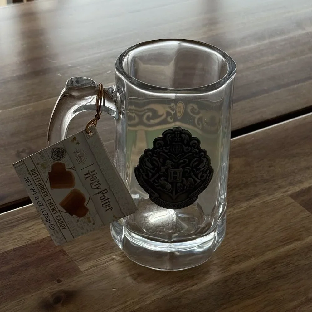 Harry Potter - Butterbeer Glass - Mug - Pewter Shield - Wizarding World NWT READ